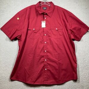 Gioberti Western Shirt Big Mens 5XL Burgundy Short Sleeve Pearl Snap Western